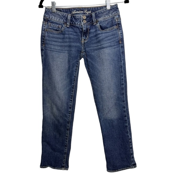 American Eagle Outfitters Artist Cropped Womens Size 0 Regular Darker Wash - Picture 1 of 7